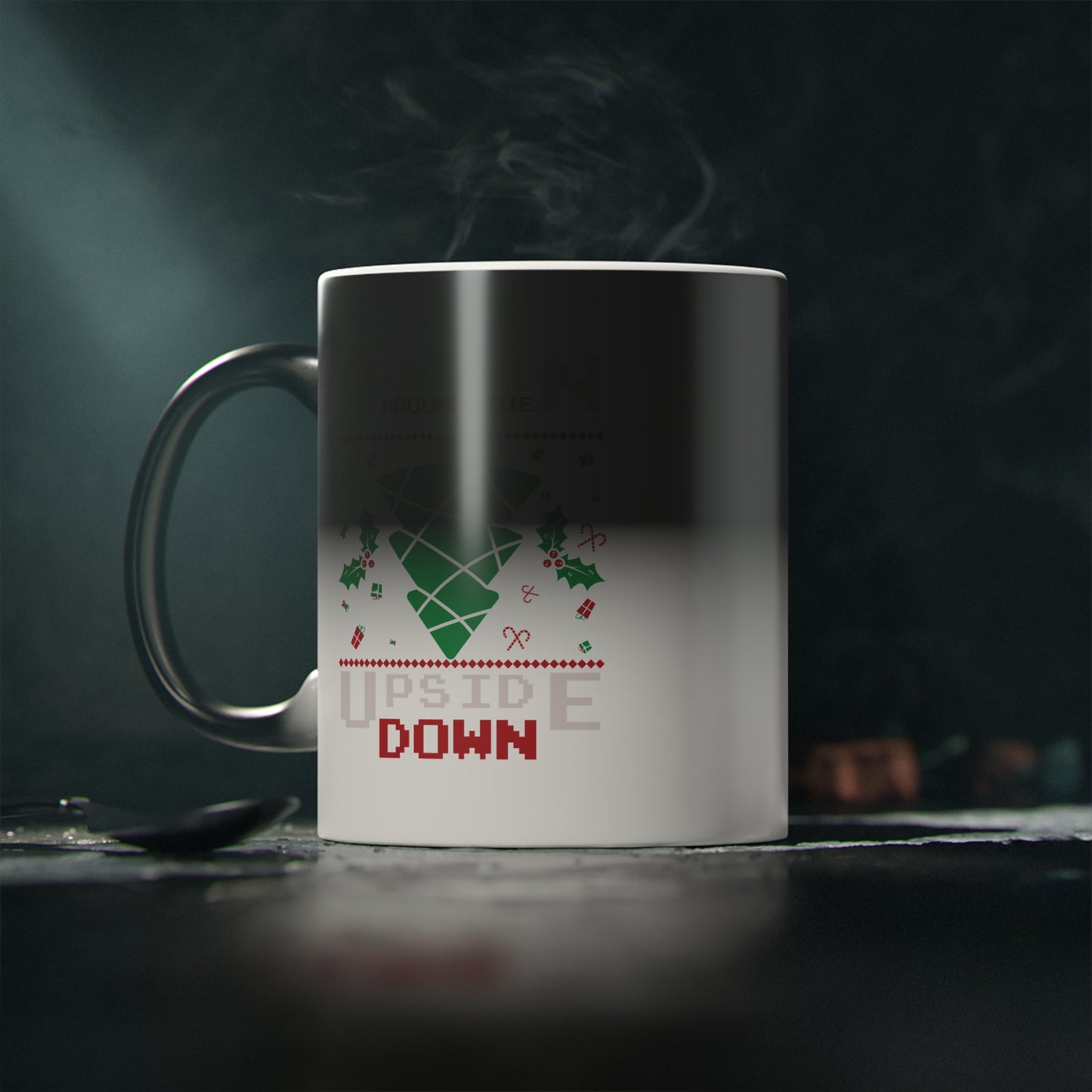 Christmas Color Changing Mug - Rockin Around The Upside Down Festive Color Design