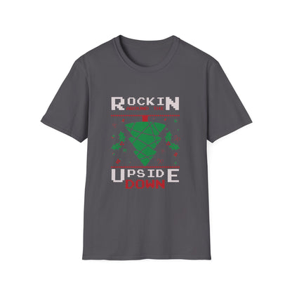 Christmas Unisex T-Shirt - Rockin Around The Upside Down Festive Color Design