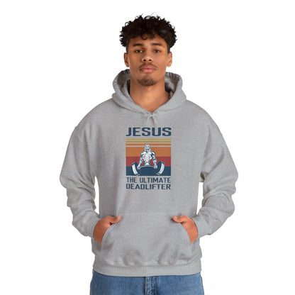 Christian Unisex Hooded Sweatshirt - Jesus The Ultimate Deadlifter Design