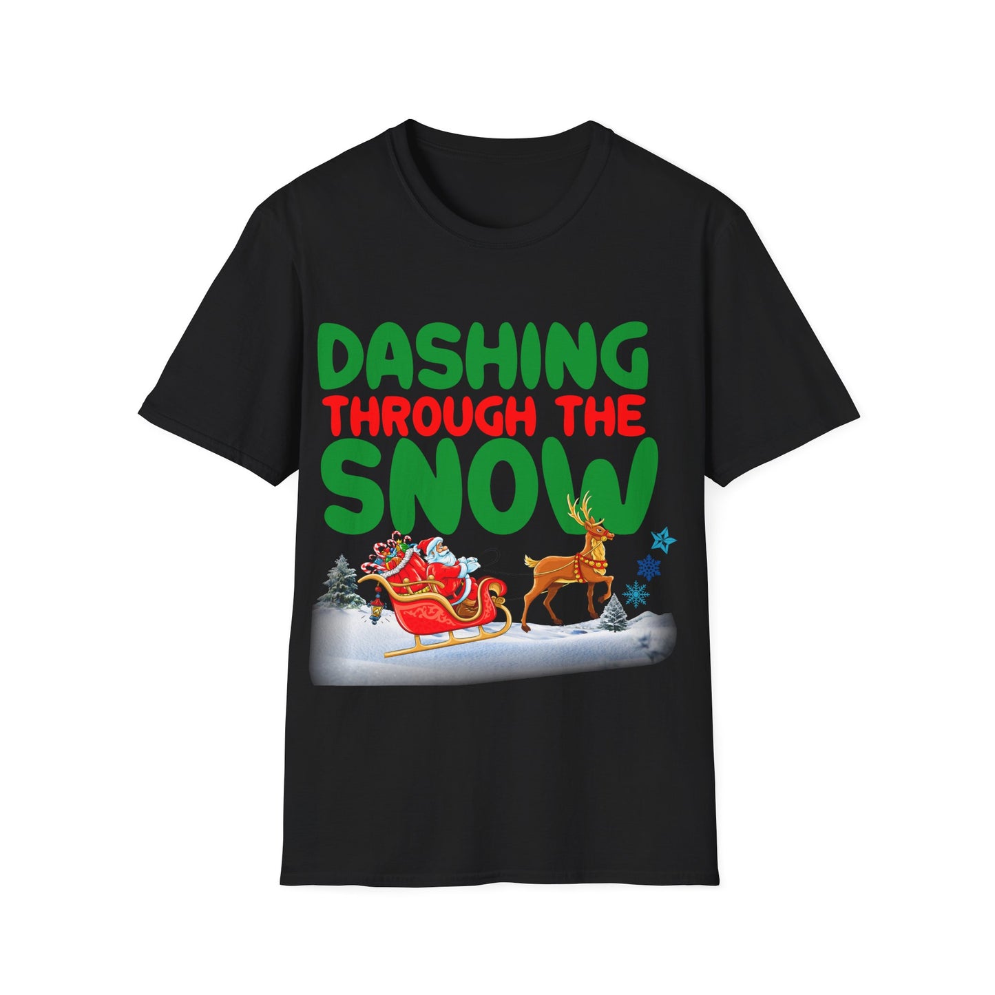 Christmas Unisex T-Shirt - Dashing Through the Snow Design