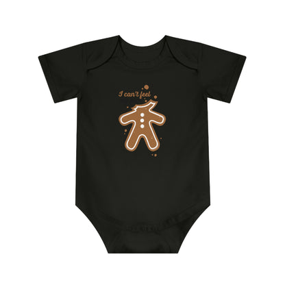 Christmas Baby Bodysuit - I Can't Feel My Face Gingerbread Man Design