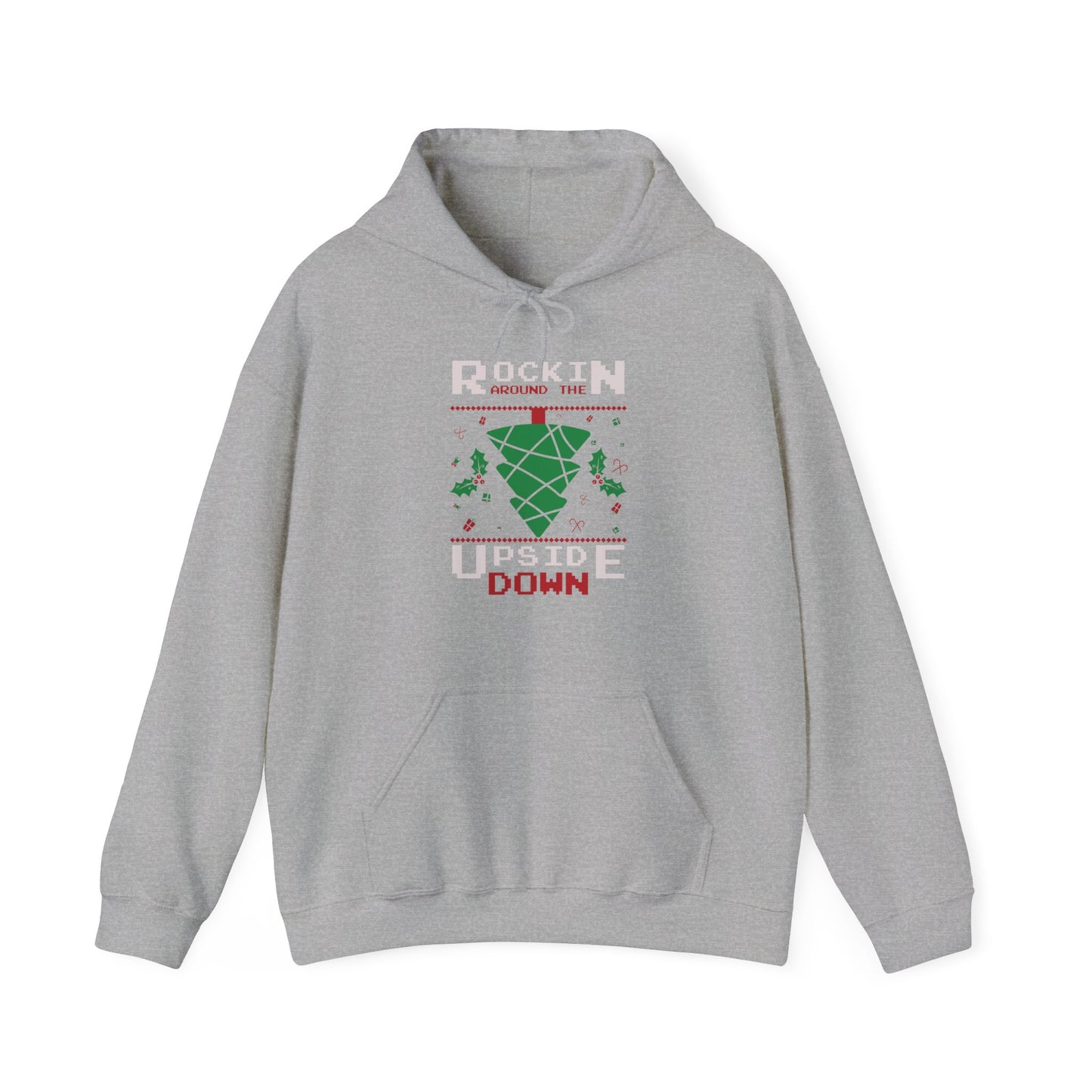 Christmas Unisex Hooded Sweatshirt - Rockin Around The Upside Down Design