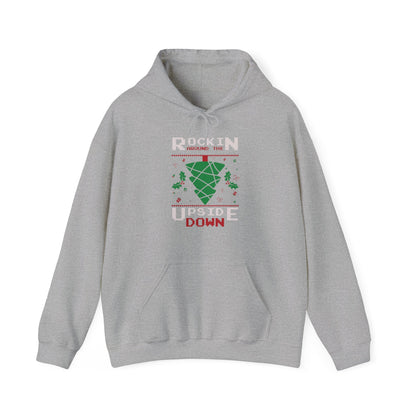 Christmas Unisex Hooded Sweatshirt - Rockin Around The Upside Down Design