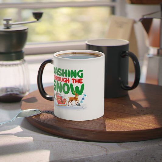 Christmas Color Changing Mug - Dashing Through The Snow Design