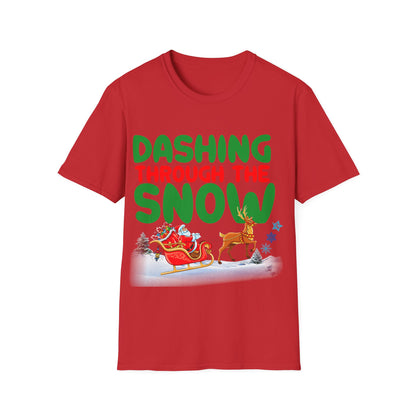 Christmas Unisex T-Shirt - Dashing Through the Snow Design