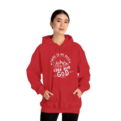 Christian Unisex Hooded Sweatshirt - There Is No Rock Like Our God Design