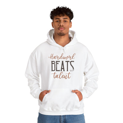 Motivational Unisex Hooded Sweatshirt - Hardwork Beats Talent Design