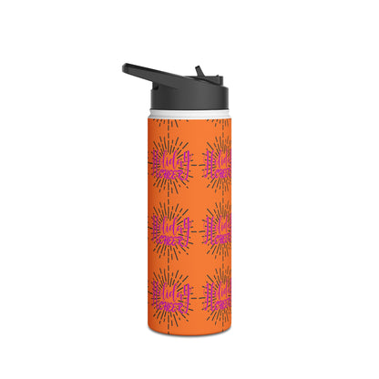 Stainless Steel Water Bottle, Standard Lid - Holiday Cheer Pattern Design with Crusta Background