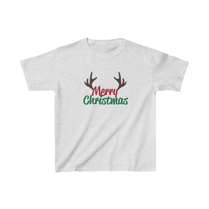 Christmas Unisex Kids T-Shirt - Merry Christmas Reindeer Antlers Design