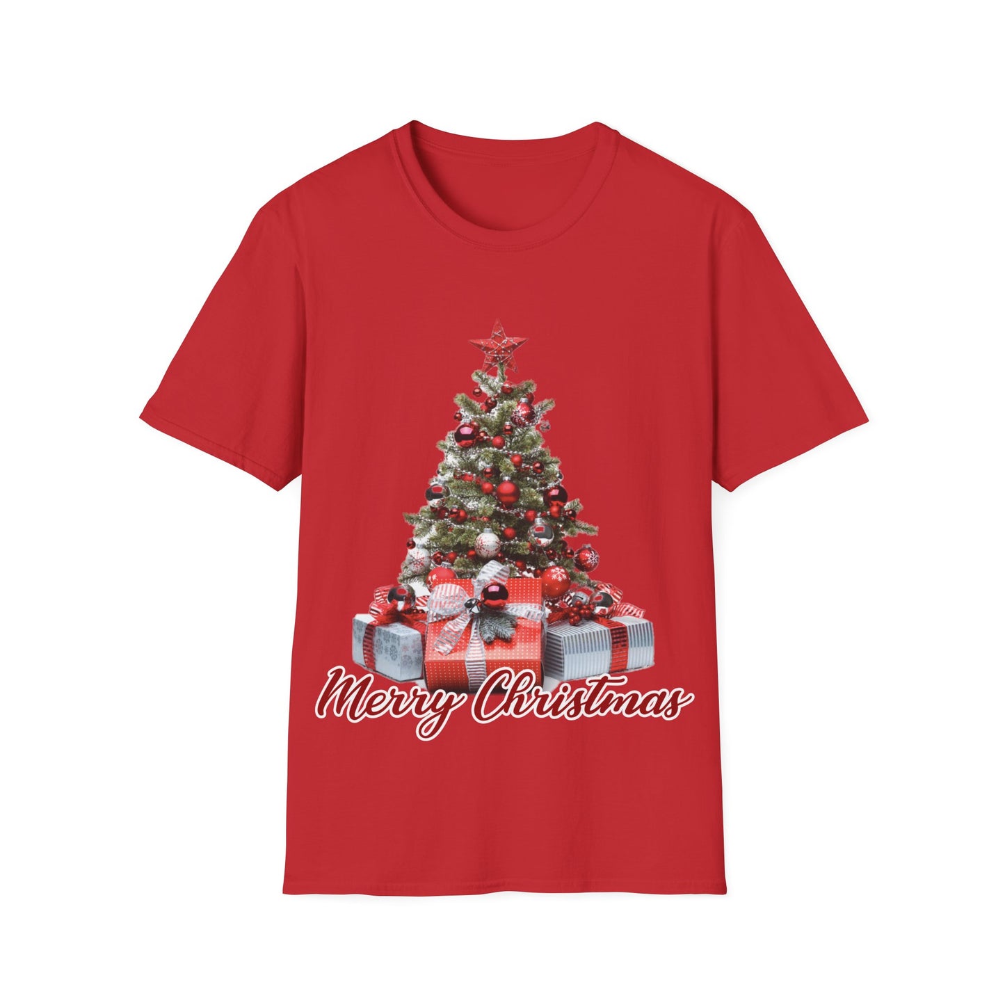 Christmas Unisex T-Shirt - Xmas Tree and Presents Design