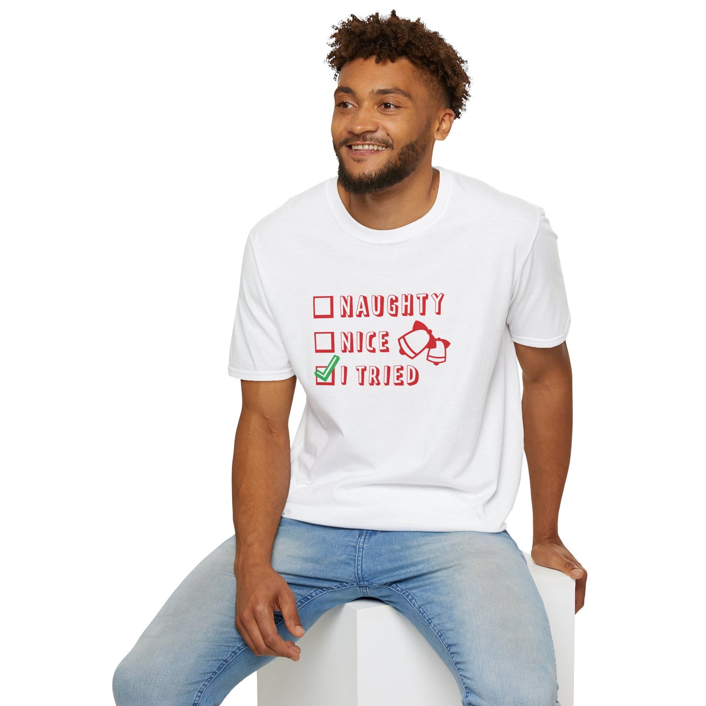 Christmas Unisex T-Shirt - Naughty Nice I Tried Design