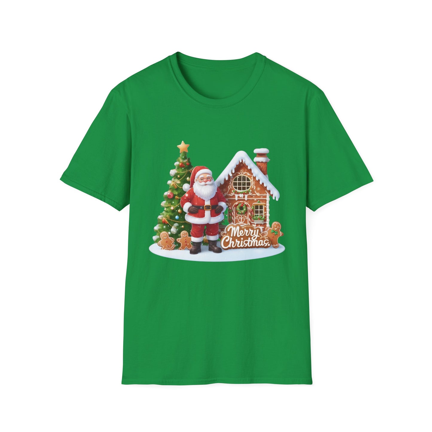 Christmas Unisex T-Shirt - Santa's Gingerbread House Design