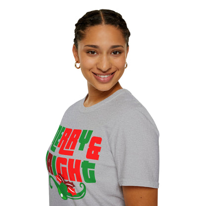 Christmas Unisex T-Shirt - Merry and Bright Bold Design