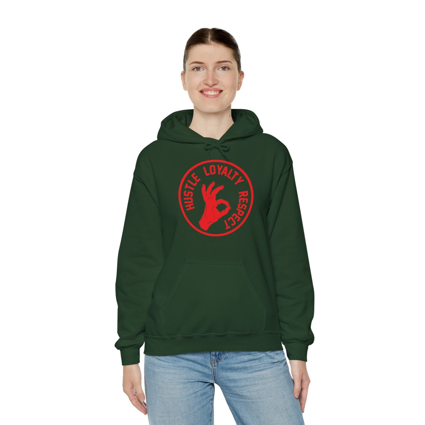 Motivational Unisex Hooded Sweatshirt - Hustle Loyalty Respect Design