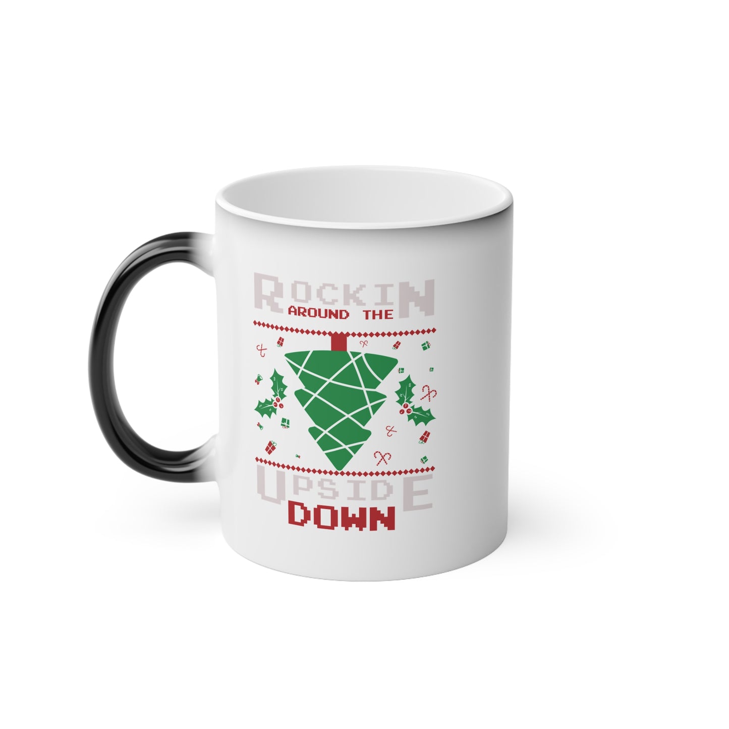 Christmas Color Changing Mug - Rockin Around The Upside Down Festive Color Design