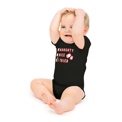 Christmas Baby Bodysuit - Naughty Nice I Tried Design