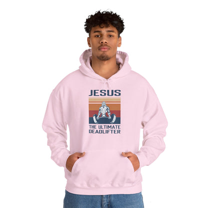 Christian Unisex Hooded Sweatshirt - Jesus The Ultimate Deadlifter Design