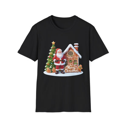 Christmas Unisex T-Shirt - Santa's Gingerbread House Design