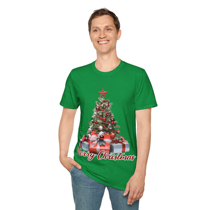 Christmas Unisex T-Shirt - Xmas Tree and Presents Design