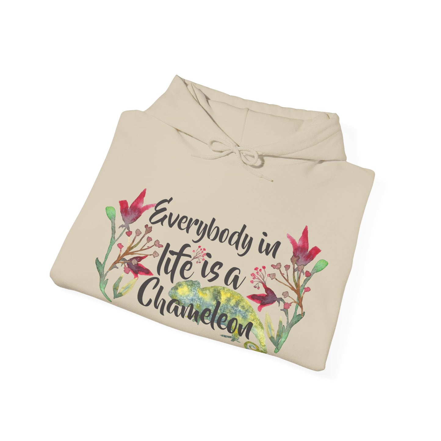 Motivational Unisex Hooded Sweatshirt - Everybody In Life Is A Chameleon Design