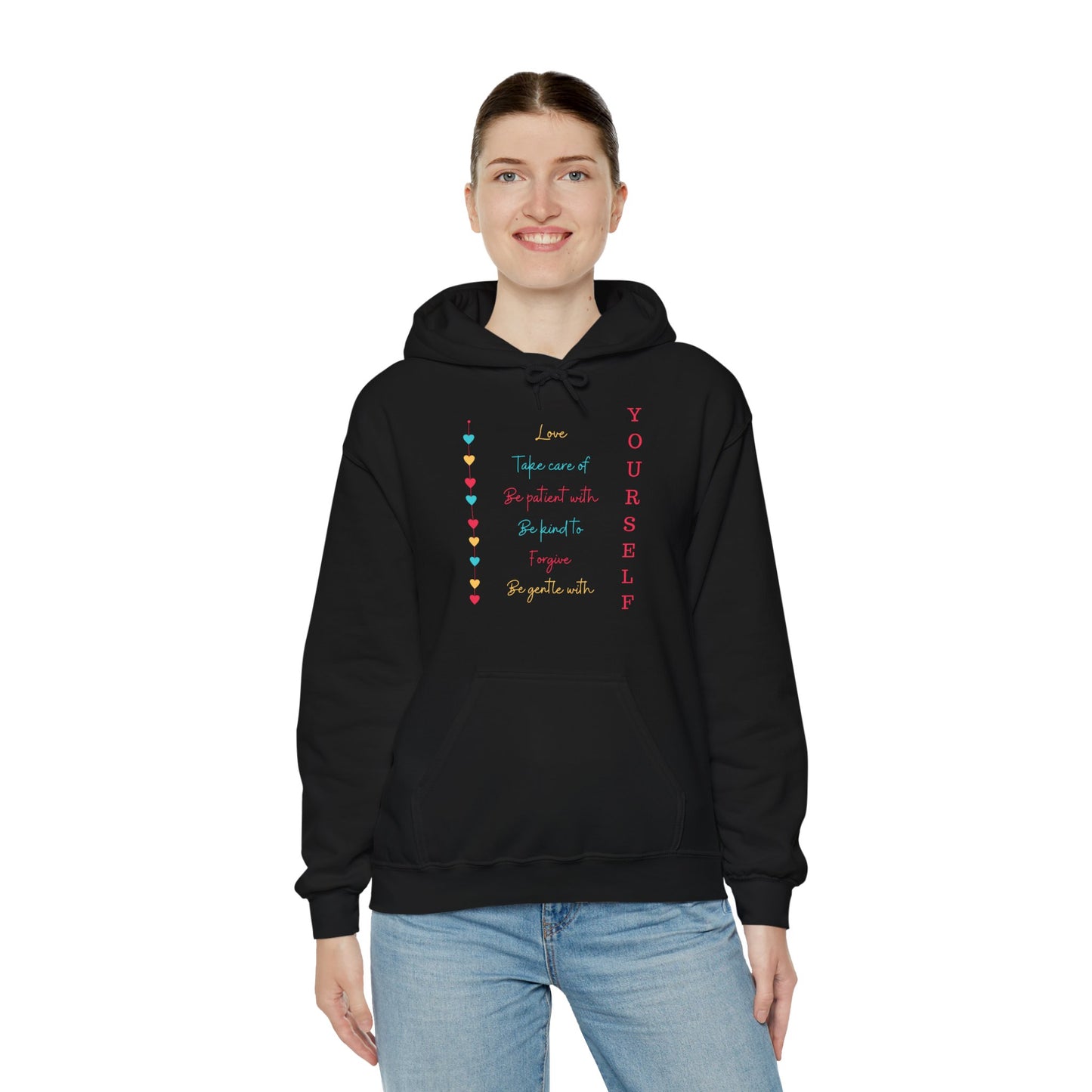 Motivational Unisex Hooded Sweatshirt - Love Yourself Design