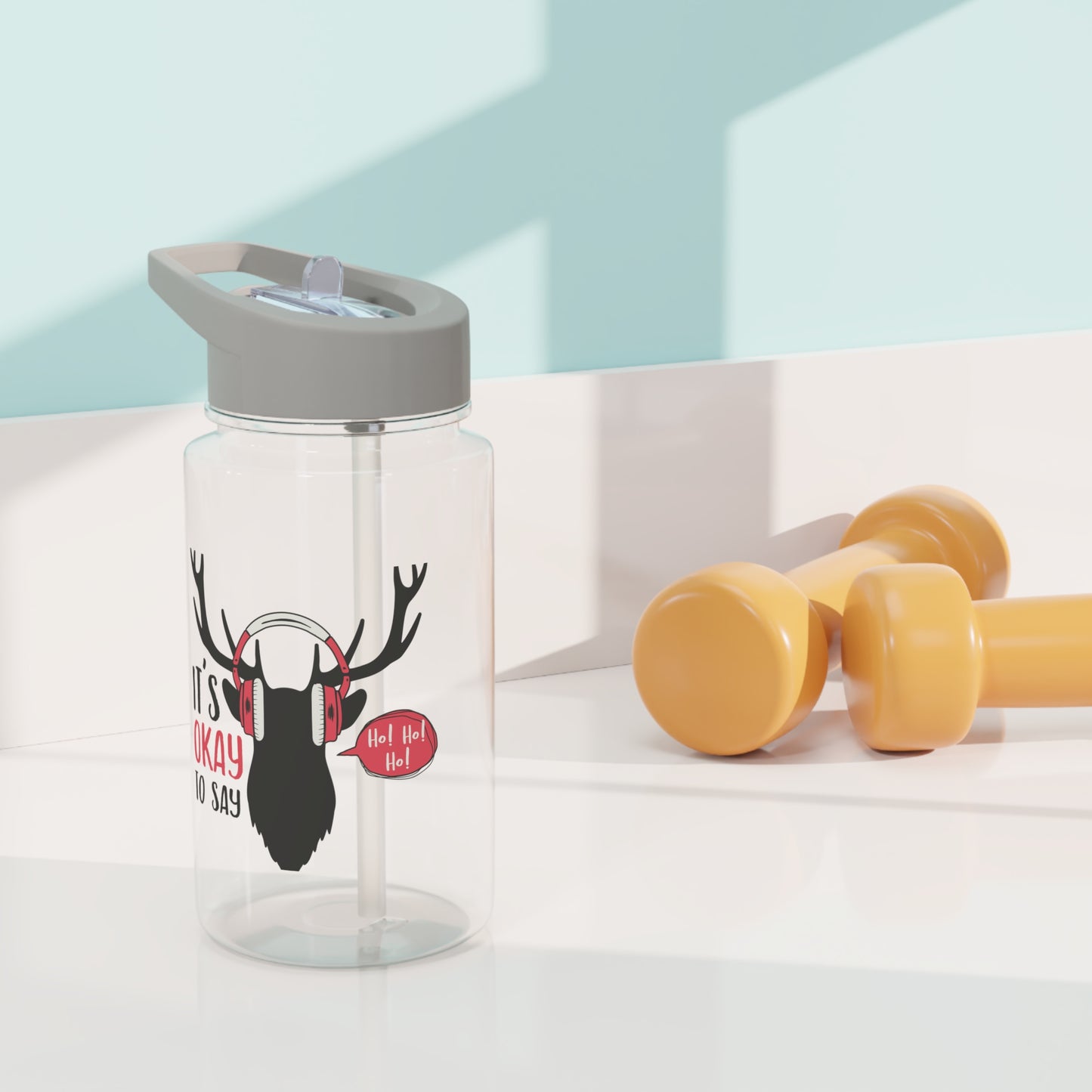 Tritan Water Bottle - It's Okay To Say Ho Ho Ho Design