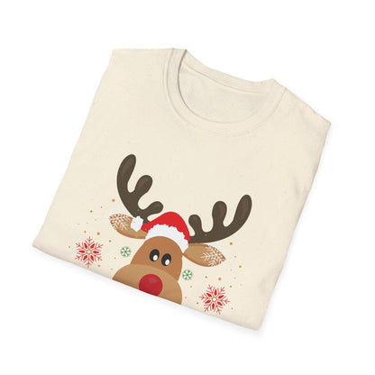 Christmas Unisex T-Shirt - Smiling Christmas Reindeer Design