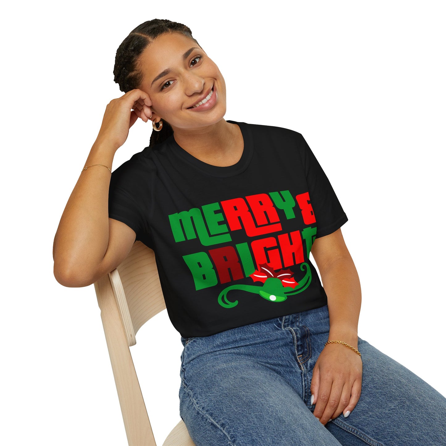 Christmas Unisex T-Shirt - Merry and Bright Bold Design