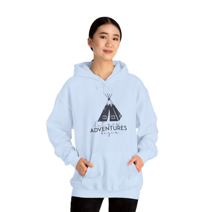 Motivational Unisex Hooded Sweatshirt - Let New Adventures Begin Design