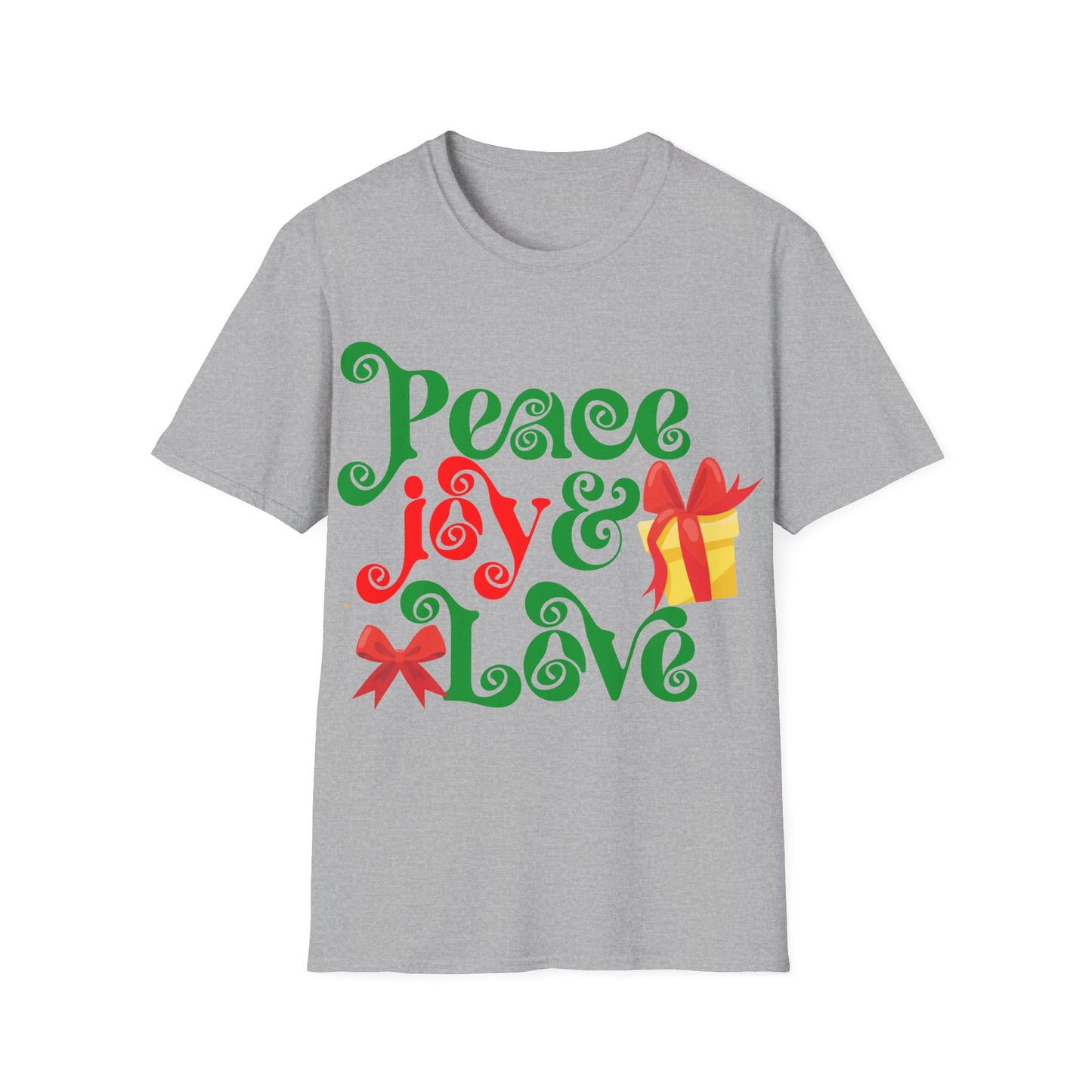 Christmas Unisex T-Shirt - Peace Joy and Love Design