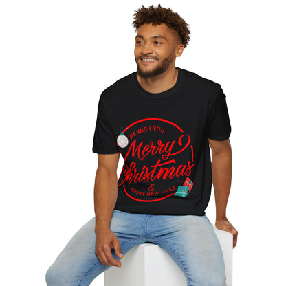 Christmas Unisex T-Shirt - We Wish You a Merry Christmas Design