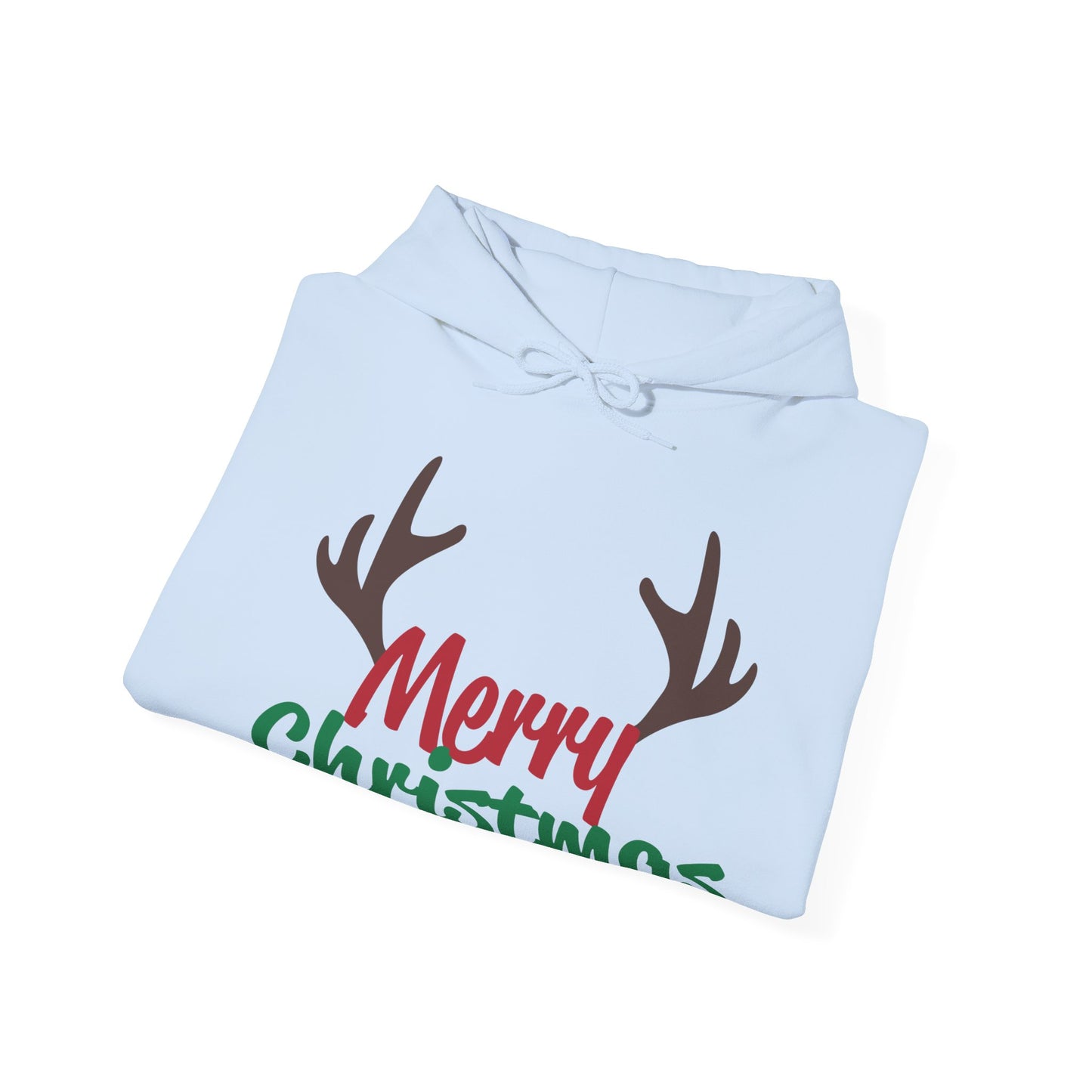 Christmas Unisex Hooded Sweatshirt - Merry Christmas Reindeer Antlers Design