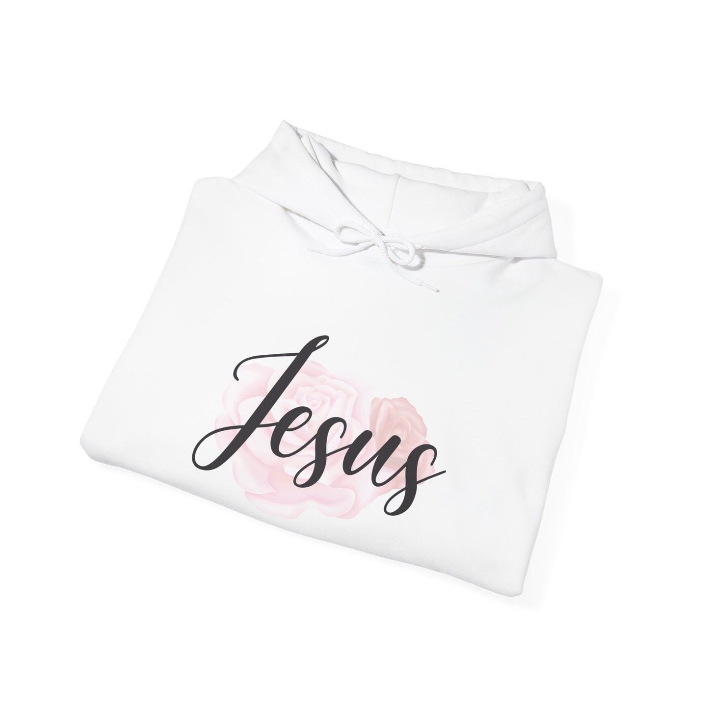 Christian Unisex Hooded Sweatshirt - Jesus and Rose Design