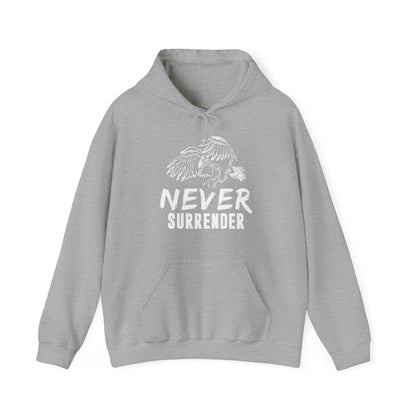 Motivational Unisex Hooded Sweatshirt - Never Surrender Design