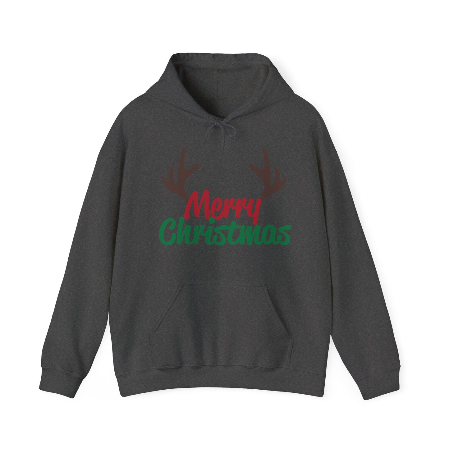 Christmas Unisex Hooded Sweatshirt - Merry Christmas Reindeer Antlers Design