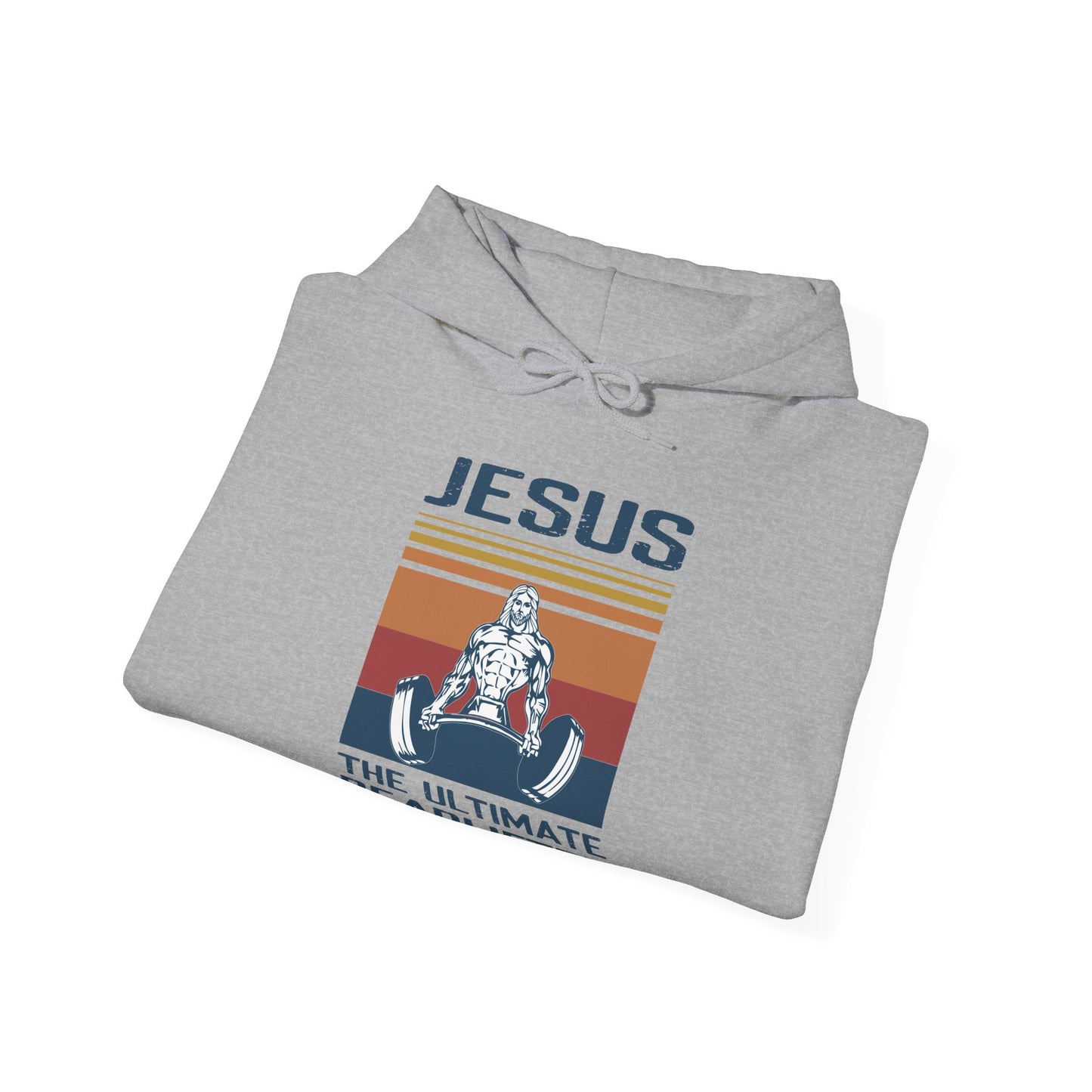 Christian Unisex Hooded Sweatshirt - Jesus The Ultimate Deadlifter Design