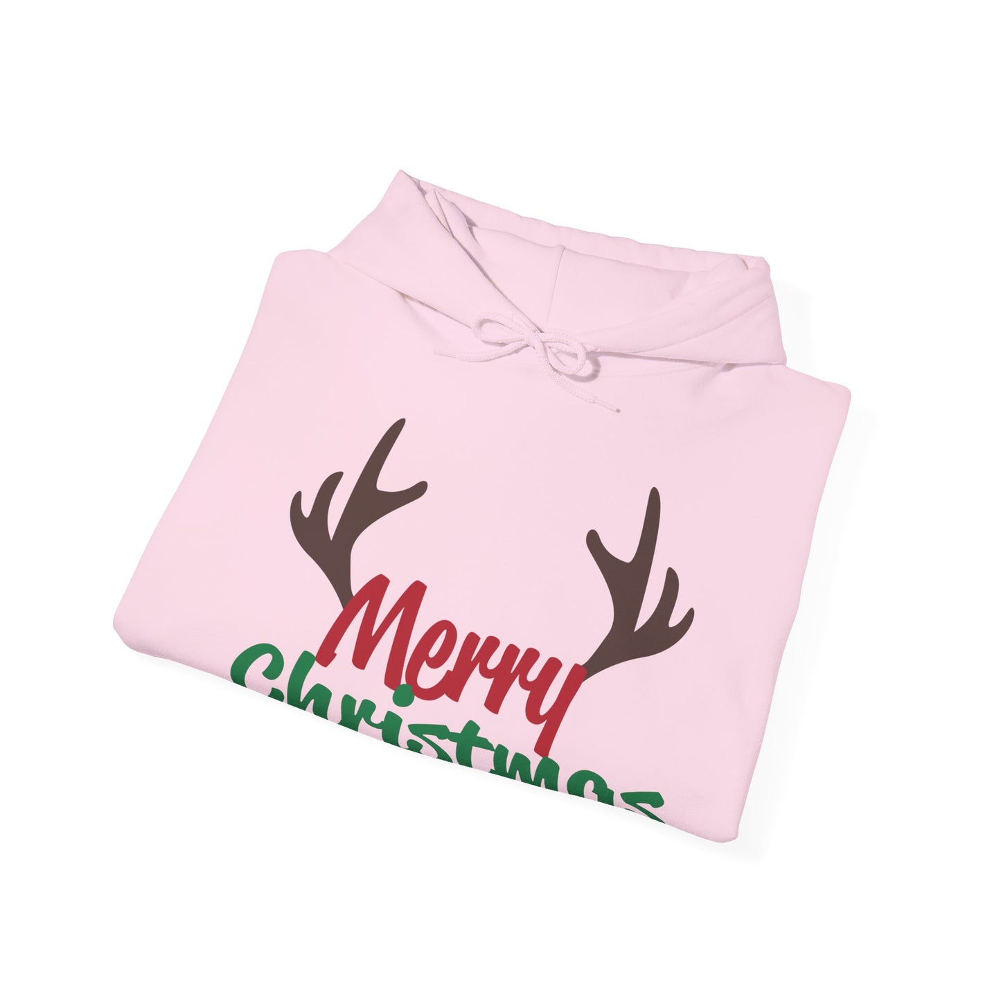 Christmas Unisex Hooded Sweatshirt - Merry Christmas Reindeer Antlers Design