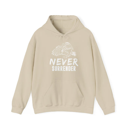 Motivational Unisex Hooded Sweatshirt - Never Surrender Design