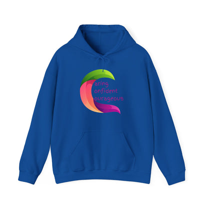 Motivational Unisex Hooded Sweatshirt - Caring Confident Courageous Design