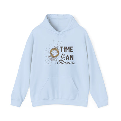 Motivational Unisex Hooded Sweatshirt - Time Is An Illusion Design