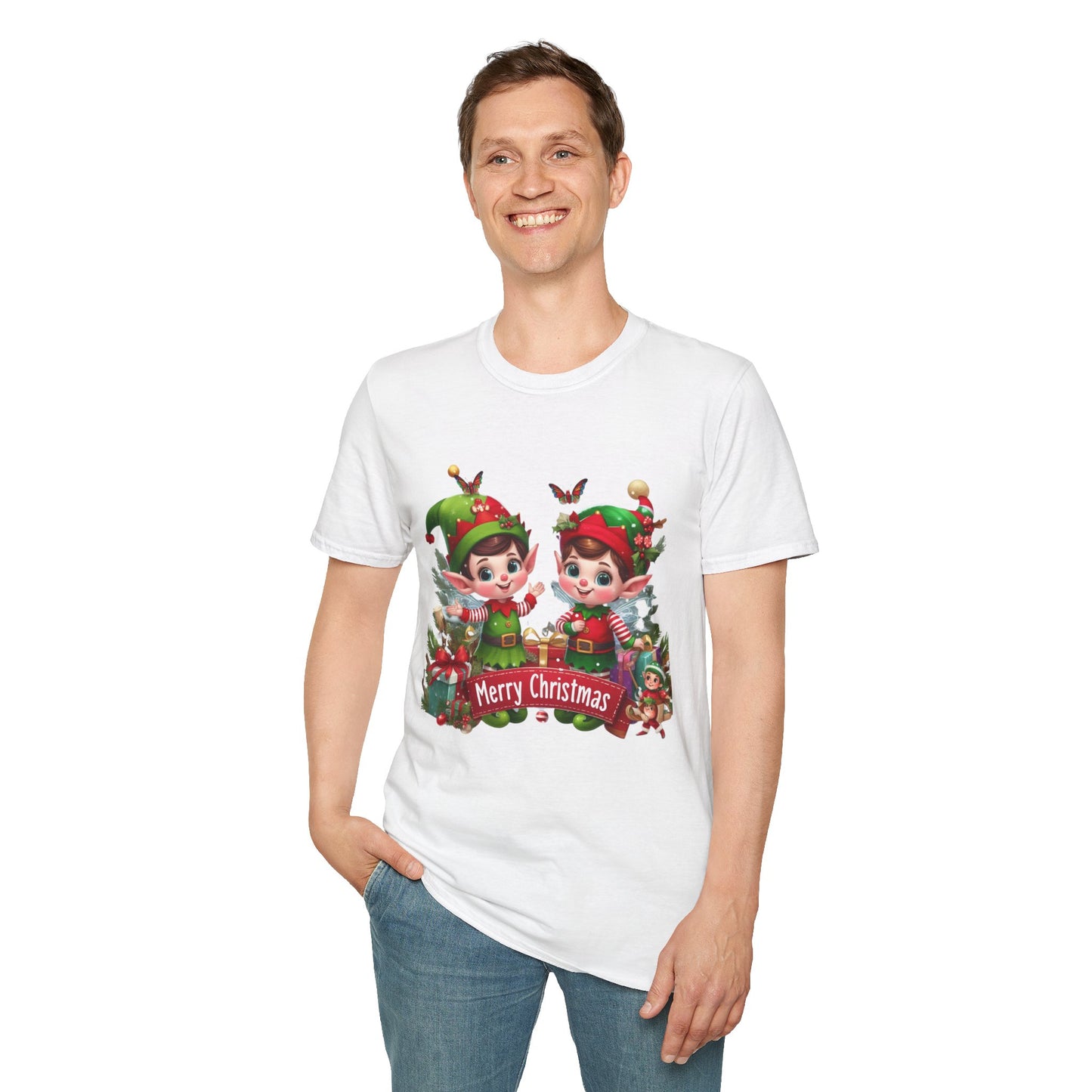 Christmas Unisex T-Shirt - Twin Xmas Elves Design