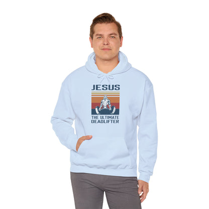 Christian Unisex Hooded Sweatshirt - Jesus The Ultimate Deadlifter Design