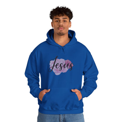 Christian Unisex Hooded Sweatshirt - Jesus and Rose Design