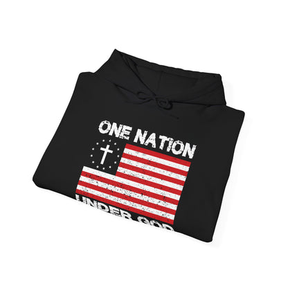 Christian Unisex Hooded Sweatshirt - One Nation Under God Design