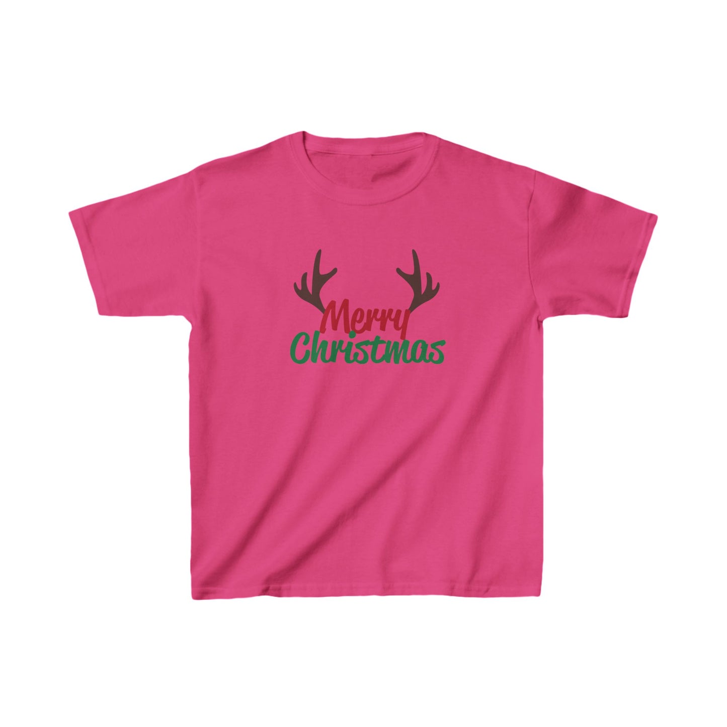 Christmas Unisex Kids T-Shirt - Merry Christmas Reindeer Antlers Design