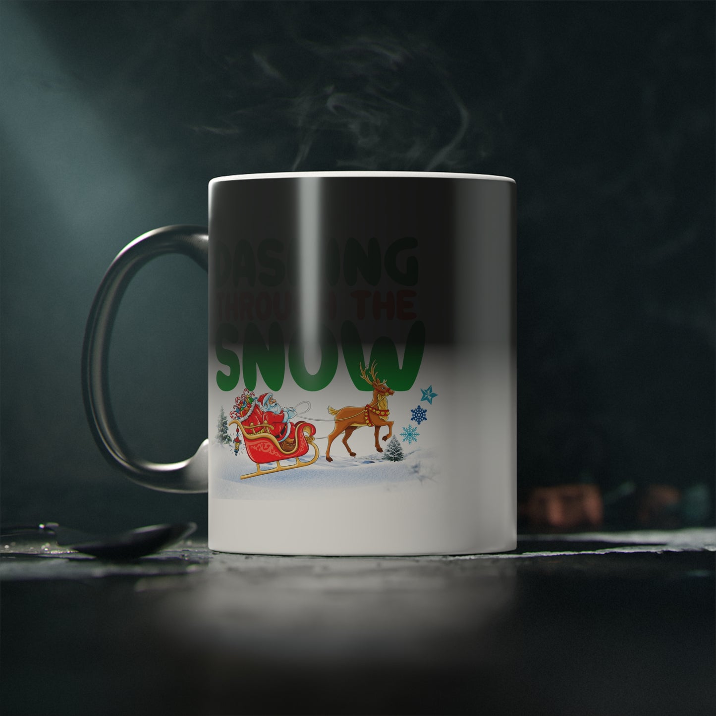 Christmas Color Changing Mug - Dashing Through The Snow Design