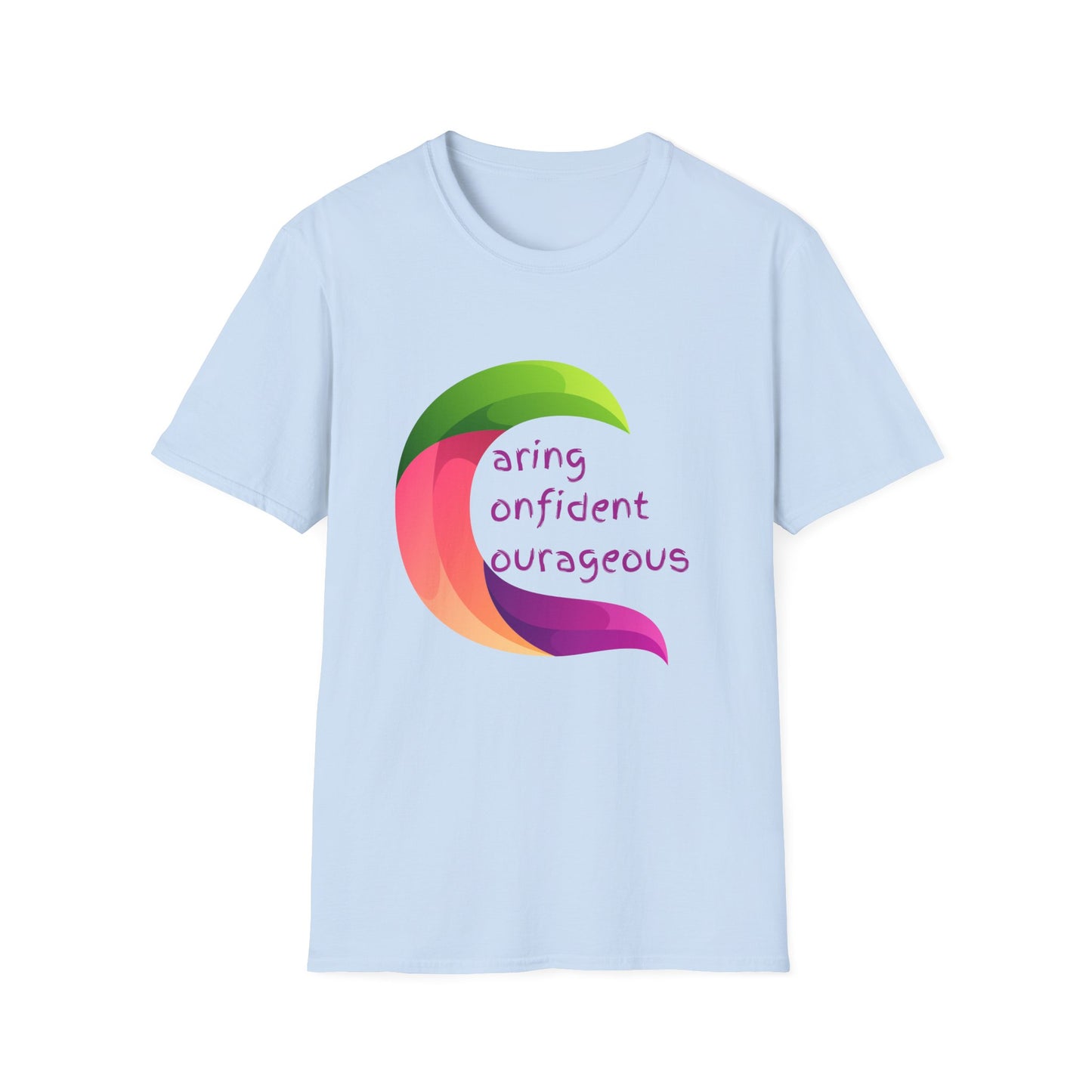 Motivational Unisex T-Shirt - Caring Confident Courageous Design