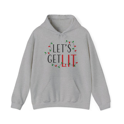 Christmas Unisex Hooded Sweatshirt - Let's Get Lit Design