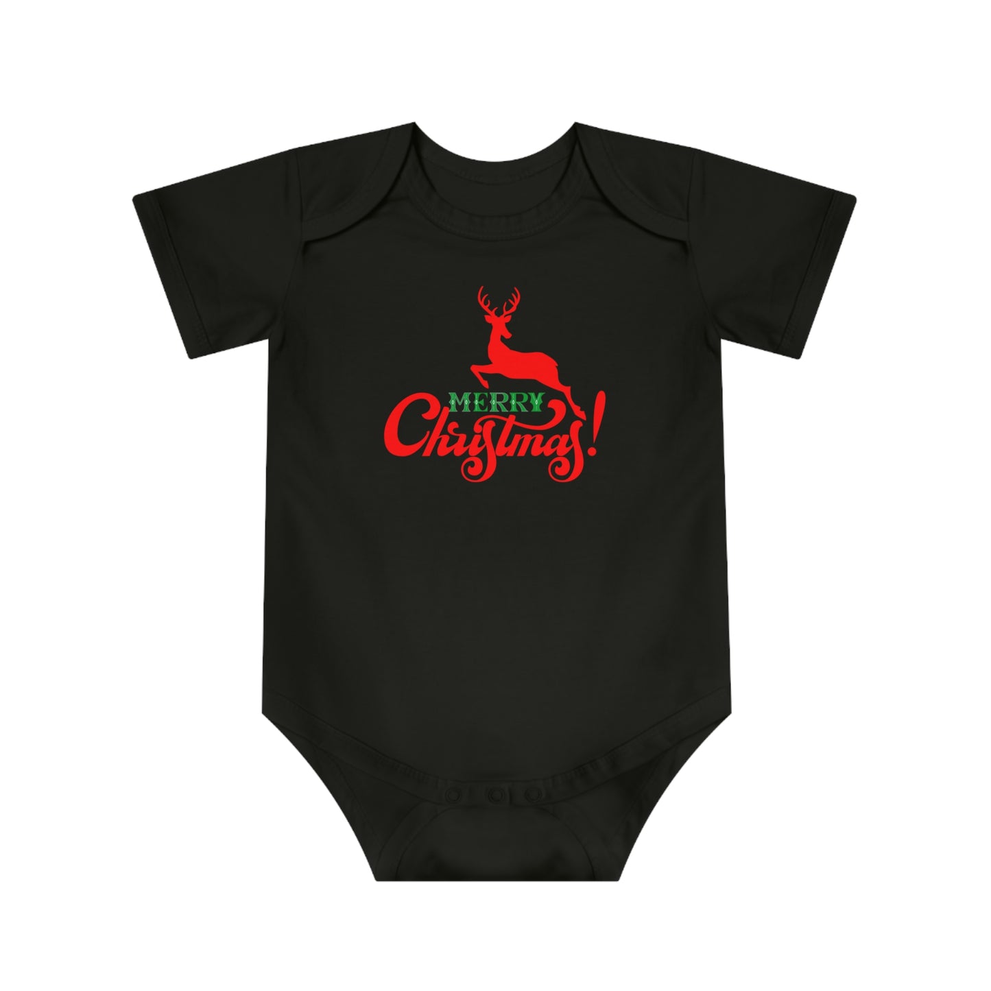 Christmas Baby Bodysuit - Merry Christmas Reindeer Design