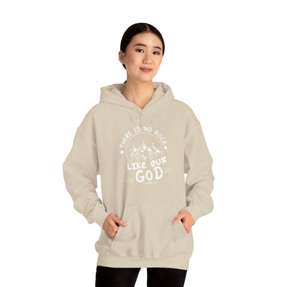 Christian Unisex Hooded Sweatshirt - There Is No Rock Like Our God Design